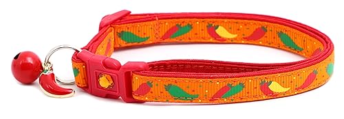 Pepper Cat Collar - Safety - Breakaway - Charm and Bell - Pugs2Persians (Large(10lbs & Up), Orange)