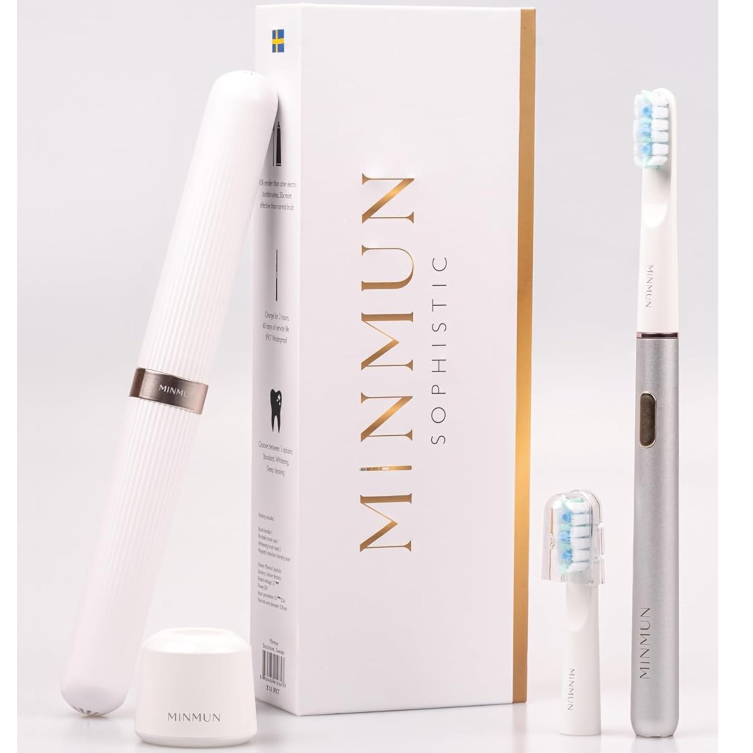 Sophistic - Luxury Electric Toothbrush, Award-Winning Design, 60 days Battery Life, Ultrasonic Cleaning, 100 Waterproof, Extremely Quiet with Elegant Travel Case. (Grey, Standard)