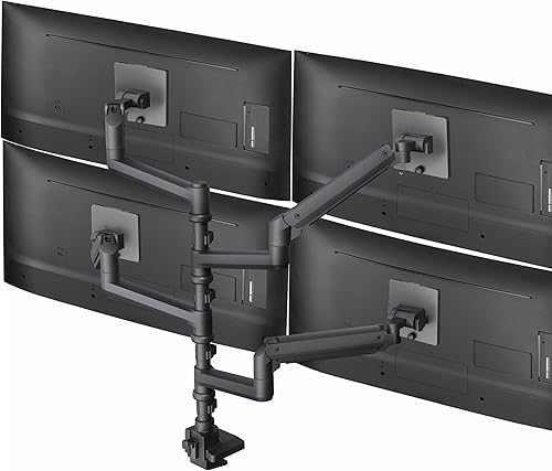 Vista 12 de VIVO Soporte de escritorio extra alto para monitor ultraancho triple con brazo neumático para pantallas de hasta 49 pulgadas, abrazadera resistente