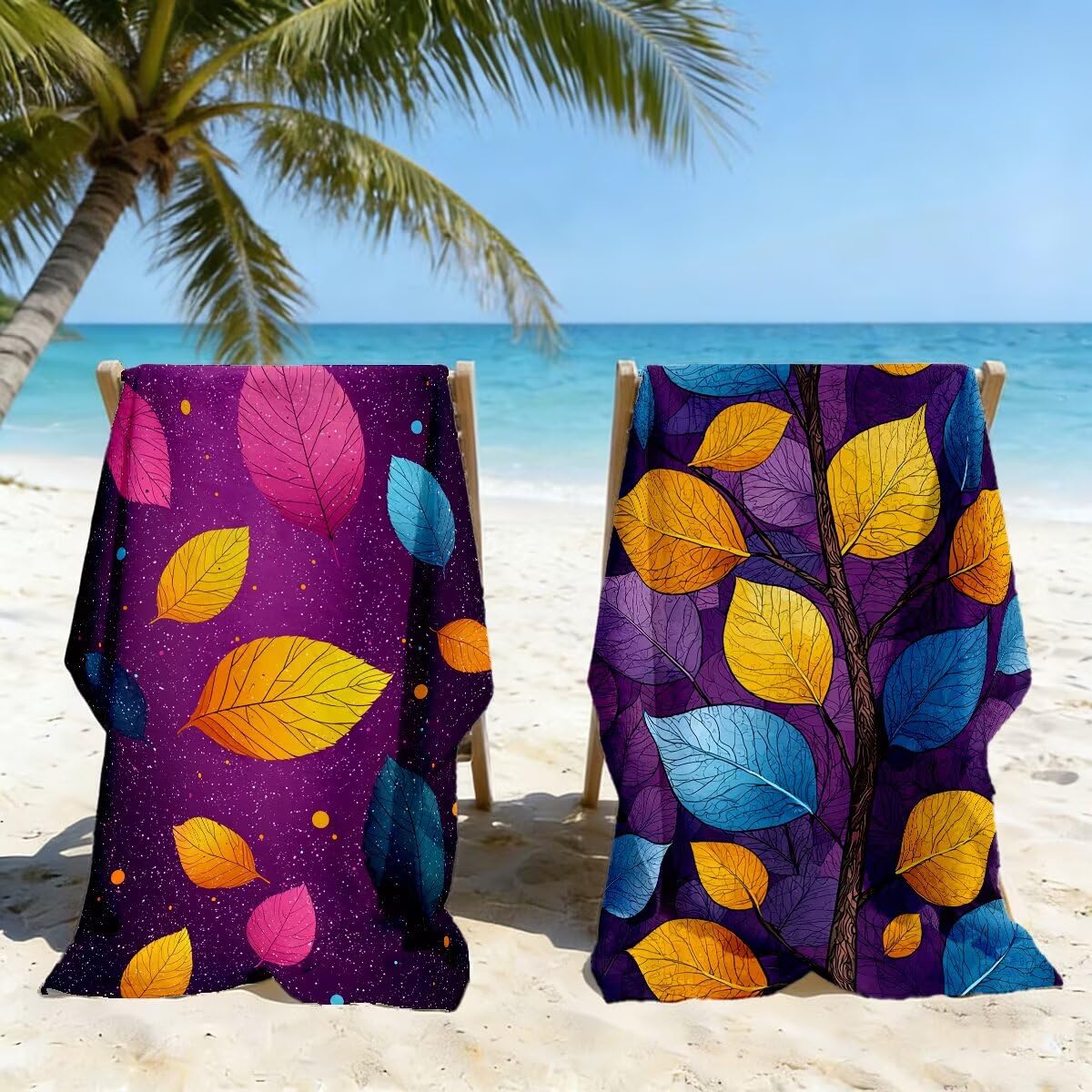 Ręcznik plażowy z mikrofibry, duży ręcznik plażowy 80 x 160 cm 2 sztuki, męski damski ręcznik gimnastyczny, odporny na piasek ręczniki plażowe, szybkoschnące ręczniki z mikrofibry na plażę do podróży