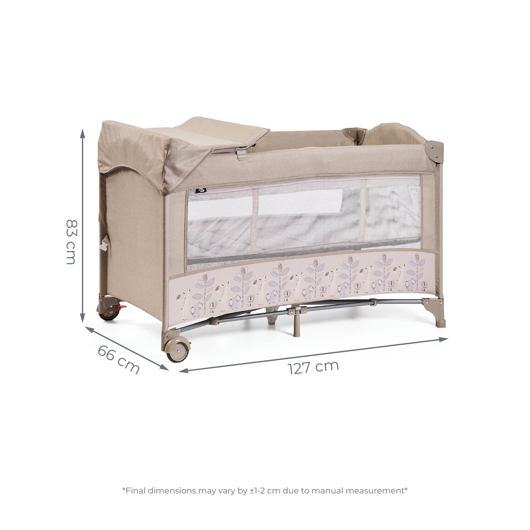 ms Innovaciones 630404 – Lit de Voyage et Berceau 2 en 1 – Deux hauteurs, Matelas à Langer et moustiquaire de série, Pliable et transportable, Unisexe, Beige 1 Unité (Lot de 1)