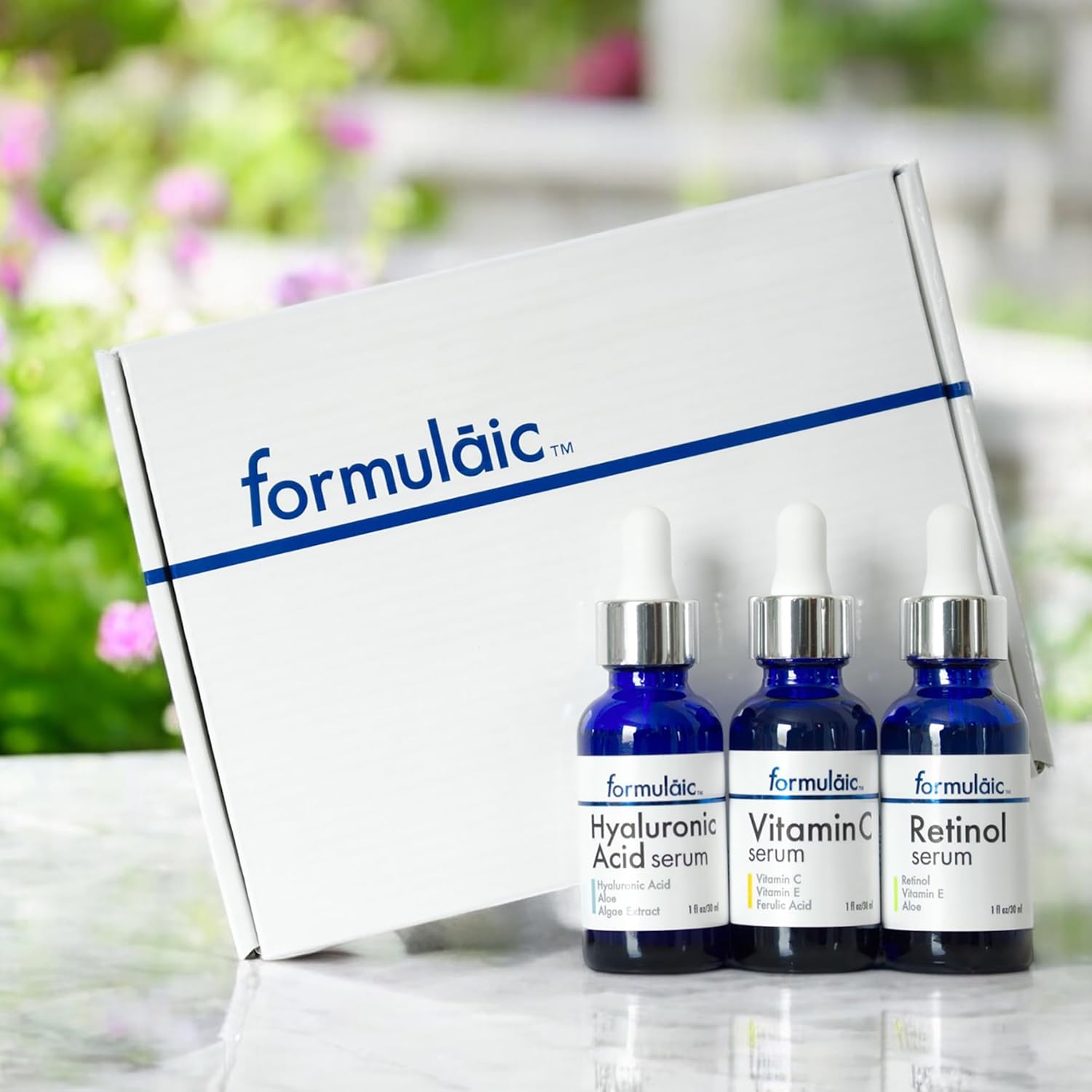 Formulaic™ Vitamin C, Retinol & Hyaluronic Acid Serums | Hydrates, Revitalizes, and Evens Skintone | Box Set of 3 Face Serums | Perfect Skincare Gift | 3 Fl Oz