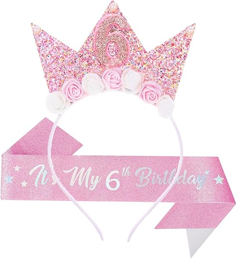 Birthday Tiara Crown with Sash for Party Decorations