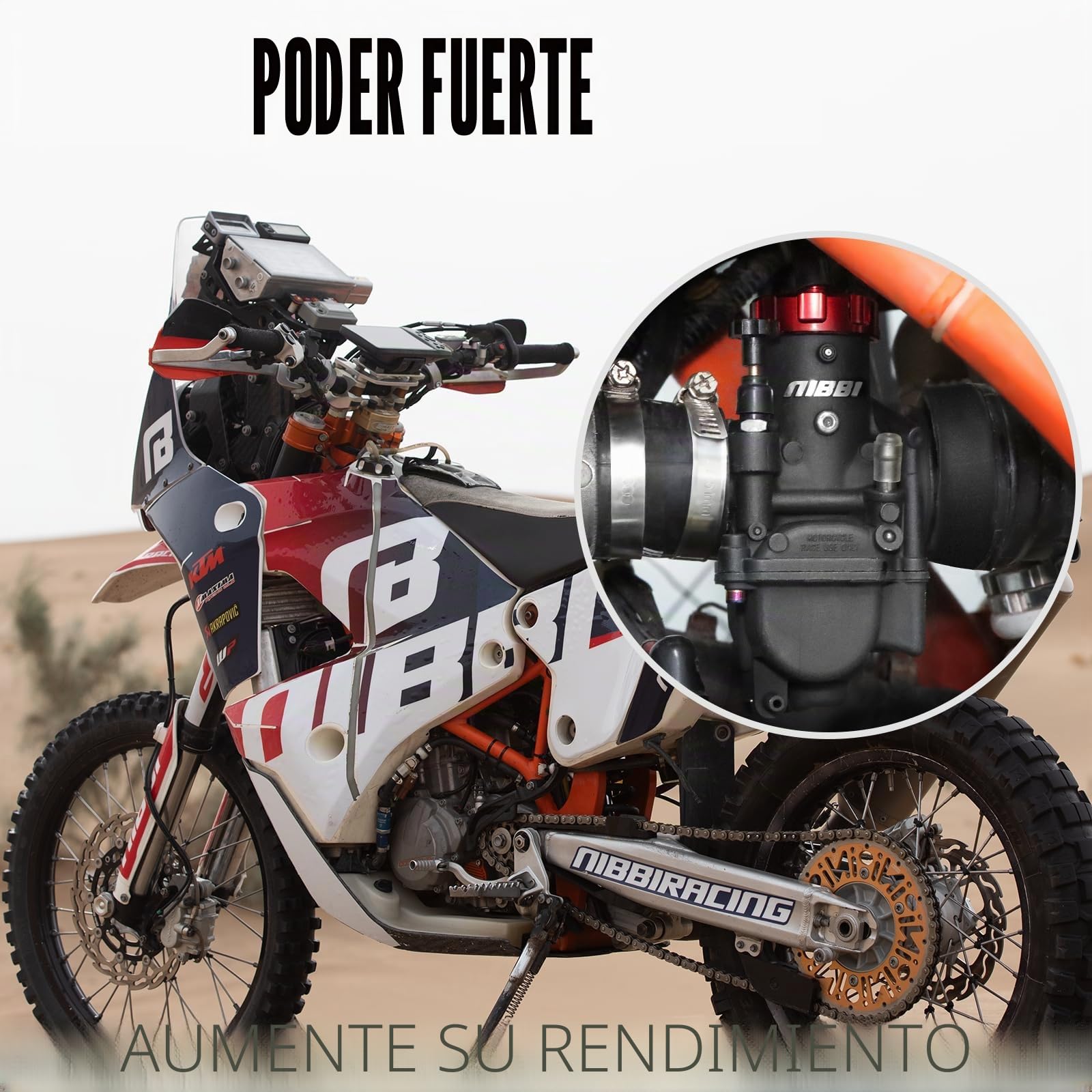NIBBI PE 26mm Carburador Alto Rendimiento para Motos 150cc-200cc con 3 Boquillas un Inyección Piloto y Revestimiento Protector Apto para Cross, Dirt Bike, ATV, Motocross, Pit Bike, Mini GP