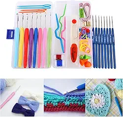 Agulhas de crochê NUOLUX 16 peças de agulhas de tricô com cabo macio de alumínio cor aleatória