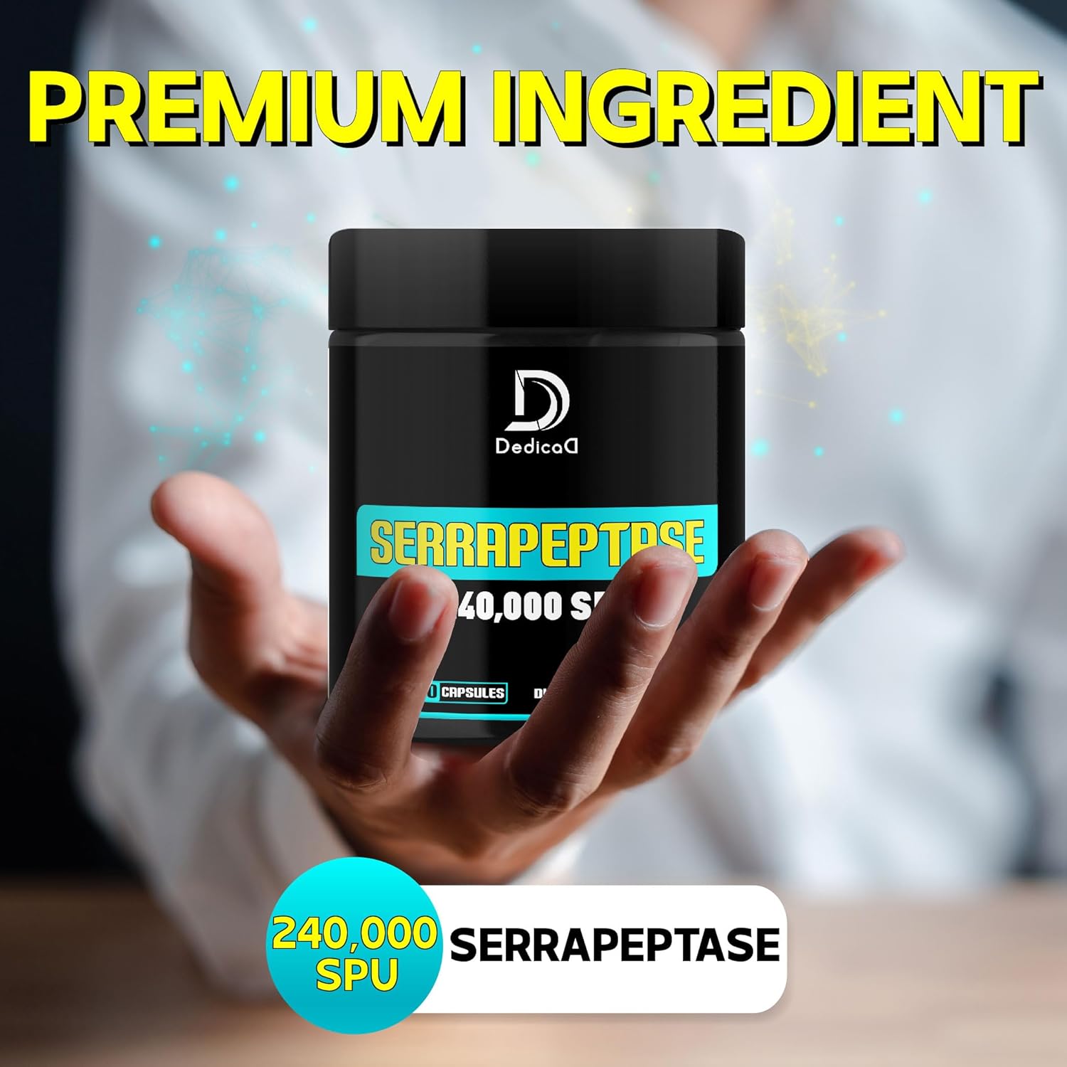 DEDICAD Serrapeptase Supplement 240,000 SPU - 150 Capsules for Smooth Breathing, Heart Health & Immune System Support - 75-Serving Supply