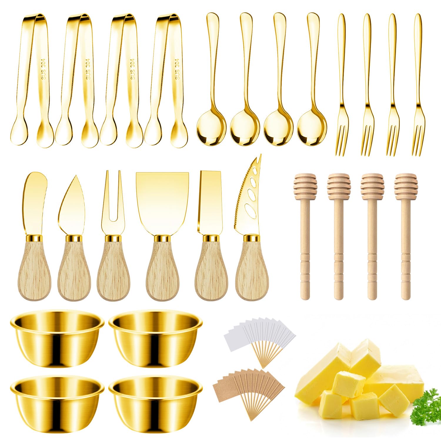 Charcuterie Accessories Set - Cheese Knives, Tongs & More -1