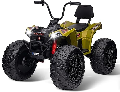 GAOMON Vehículo ATV para niños, 24 V, vehículo eléctrico cuádruple de juguete 4WD, motor potente de 4 x 80 W, con batería grande de 7 AHx2, mango de