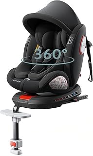 360° i-Size drehbar Kindersitz kann, Kopfstütze einstellbar Autositz, Verstellbar ISOFIX Sicherheitssysteme geeignet 0-36 KG und 1-6 Jahre alt Träger (Black with Pedal stand)