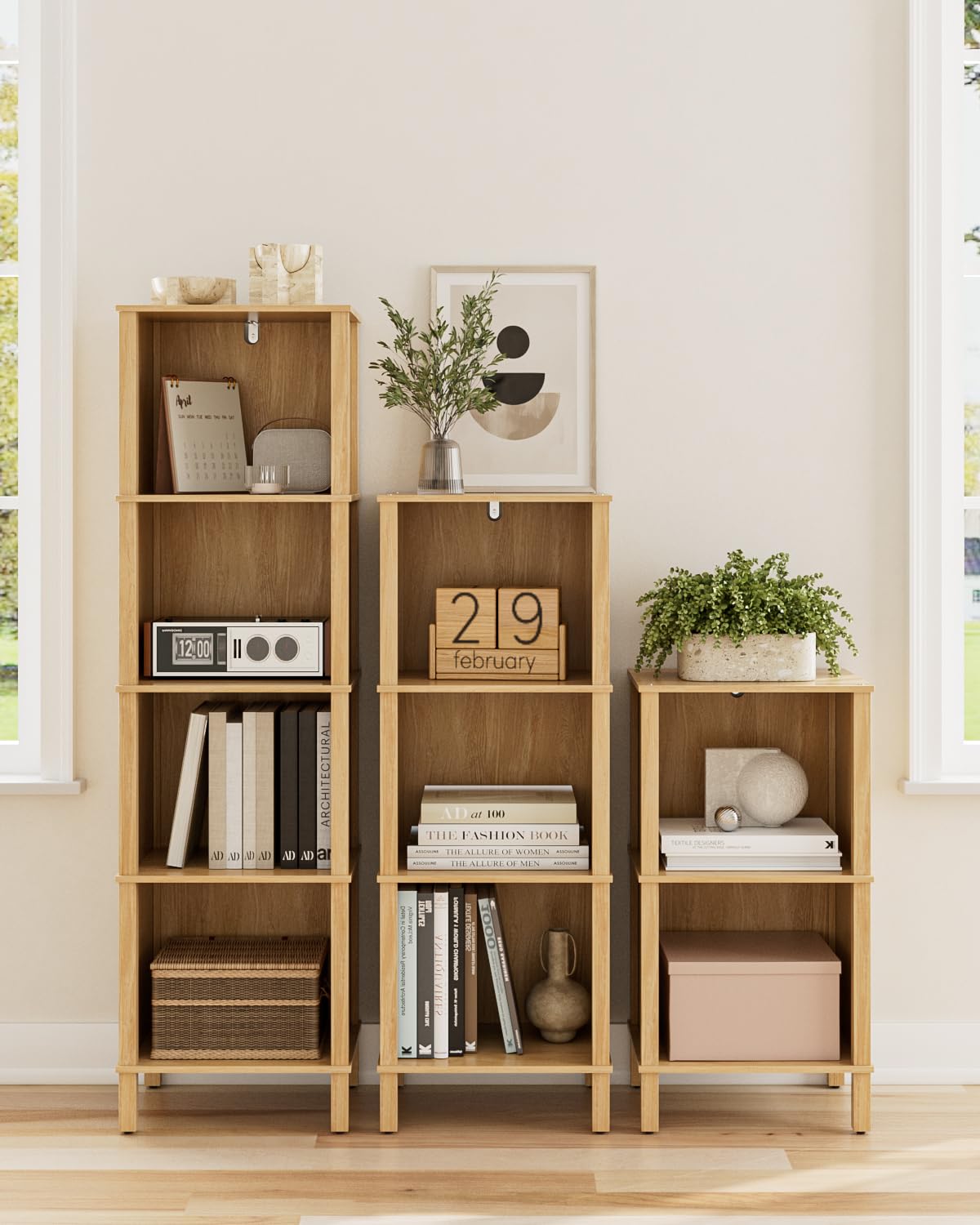 Bibliothèque à 5 niveaux, étagère d'angle, étagère de rangement pour salon, bureau et chambre à coucher, chêne