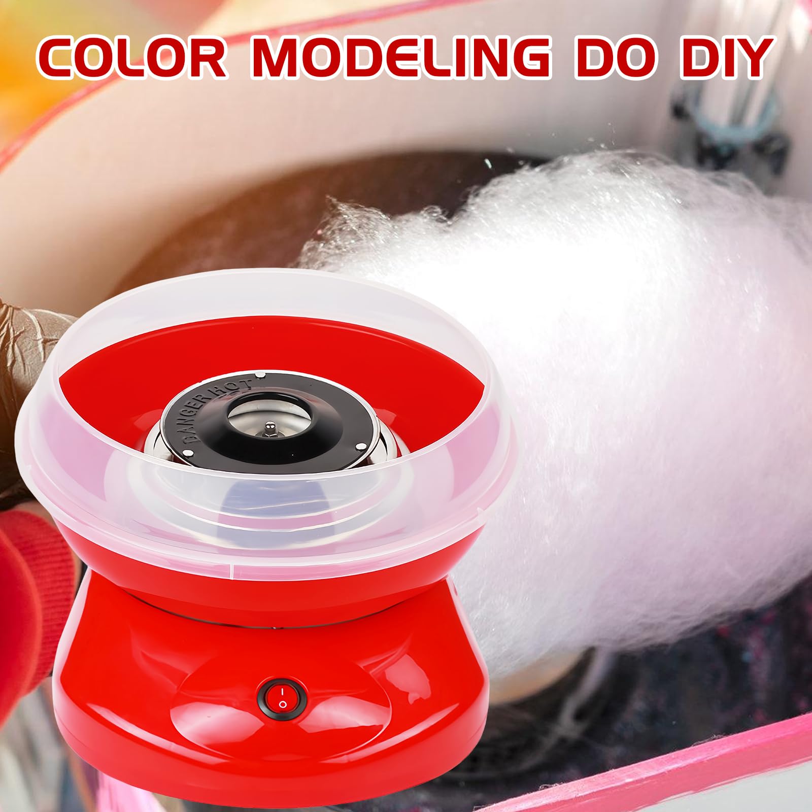 Retro Cotton Candy Machine, Maquina Algodon Azucar con Cuchara Dosificadora y Palitos (27 cm)