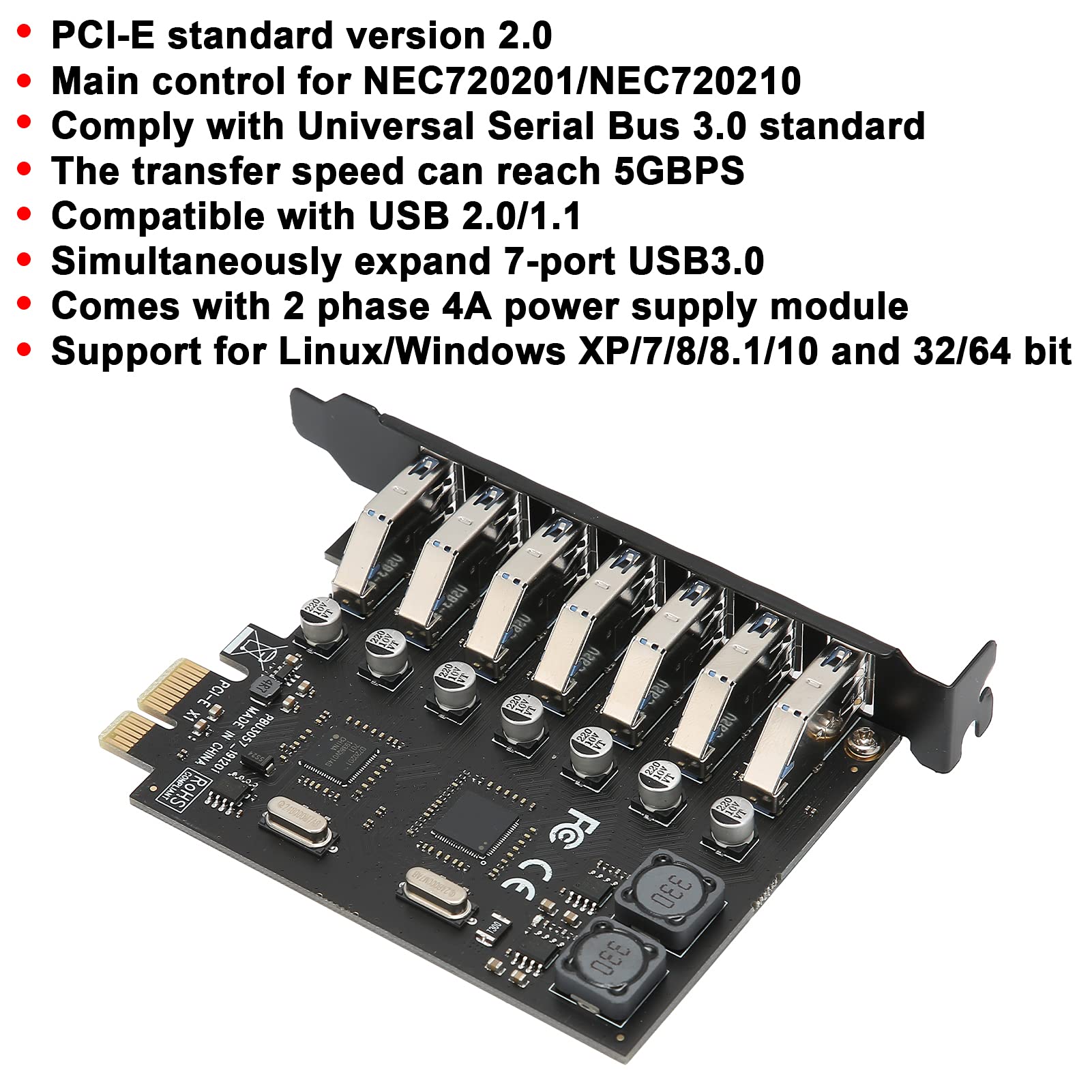 Cocoarm 7 Port PCI Express USB 3.0 Scheda di Espansione, Chipset
