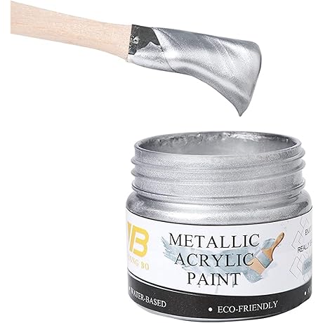All-Purpose Metallic Silver Acrylic Paint - The Perfect Choice for Artistic Creations