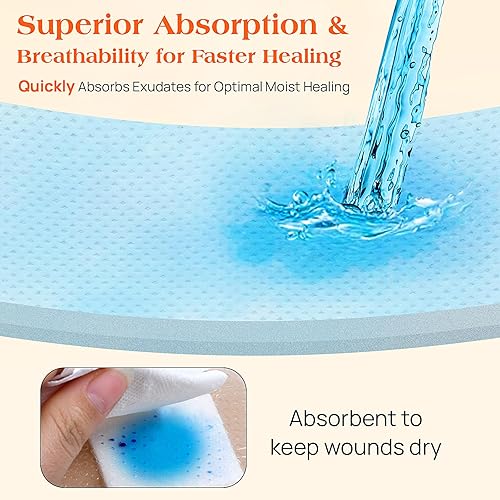 Miniatura 4 de Apósito de espuma de silicona con borde, 6 x 6 pulgadas (5 piezas) apósito de espuma adhesiva suave para el cuidado de heridas, impermeable,