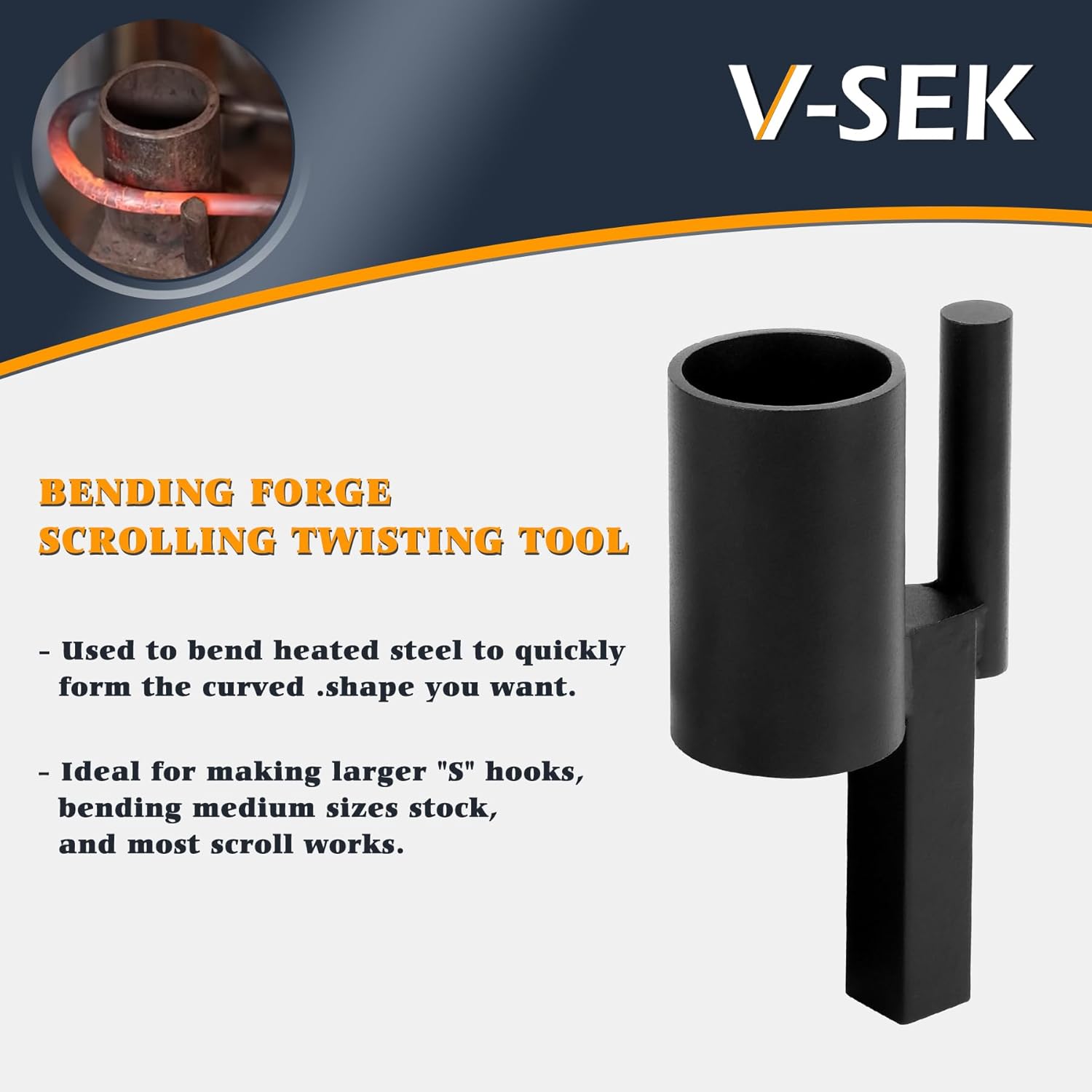 1 inch Blacksmith Anvil Hardy Hole Tools Set Blacksmithing Forge Forging Tool with Hot Cut, Creasing Stake, Bottom Fuller, Turning Bending Scrolling Twisting Kit (5PCS)