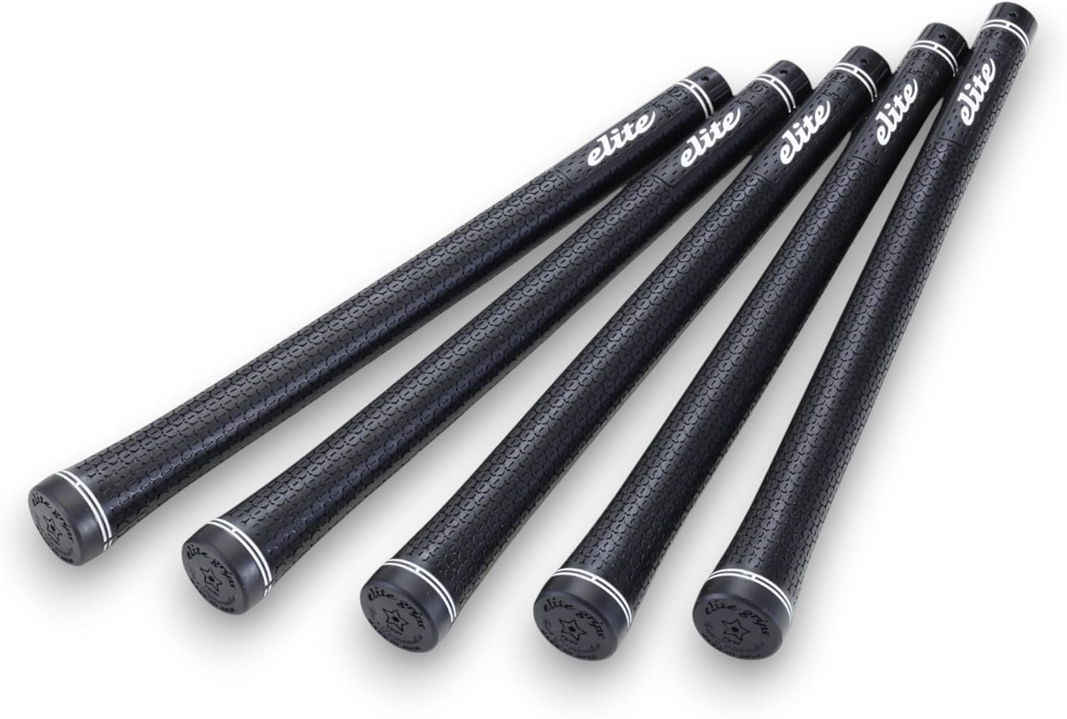 elitegrip Golf Grips, Tour Dominator, TD50 SOFT Grip Ends - Body Shape, Rhinestone, Hardness Level 3, No Backline, M58/M60/M62, Berlina Black, Length 10.8 inches (275 mm), Set of 5