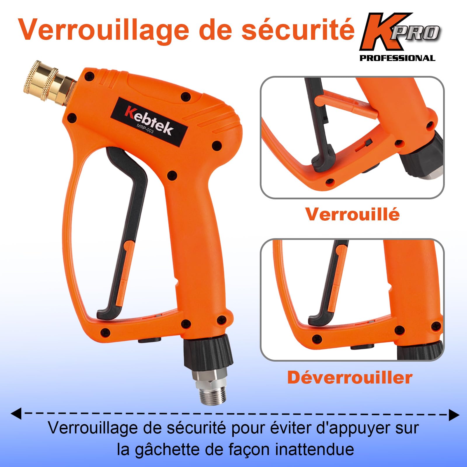 Kebtek Pistolet Haute Pression Compatible avec Nilfisk/Bosch avec Canon à Mousse et 5 Embout de Buse