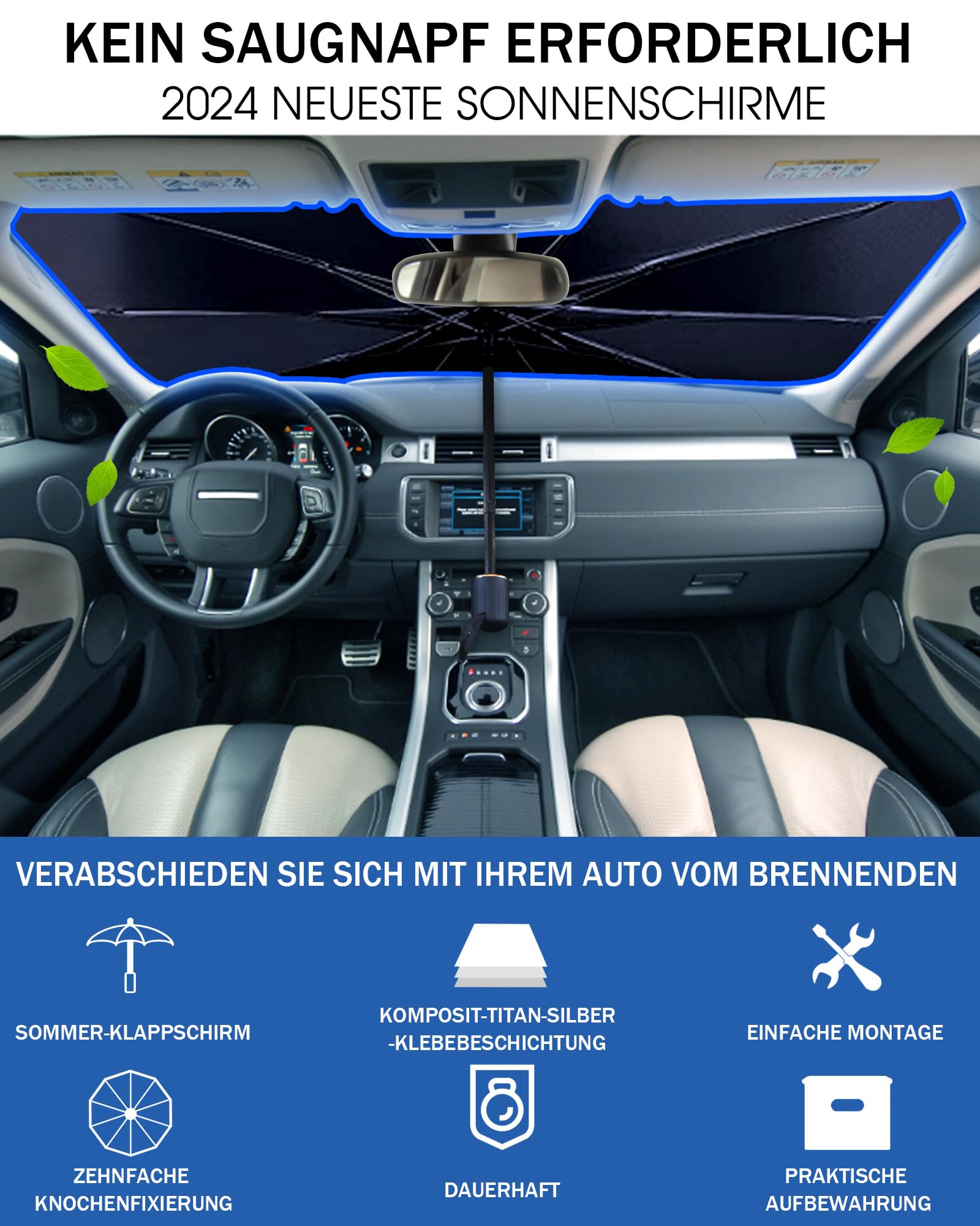 Sonnenschutz Auto Frontscheibe Innen,Sonnenschutz Auto,mit Zertifiziertem UV Schutz,Reflektierend Sonnenschirm mit UV Shutz für Auto Windschutzscheibe