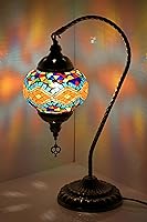 GOGERS Swan Neck Turkish Moroccan Mosaic Lamp: Handmade Stained Glass Bohemian Tiffany Style Table Lamp for Bedroom Living Room