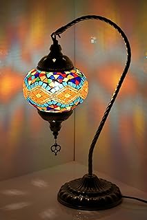 Swan Neck Turkish Moroccan Lamp Handmade Stained Mosaic Glass Vintage La...