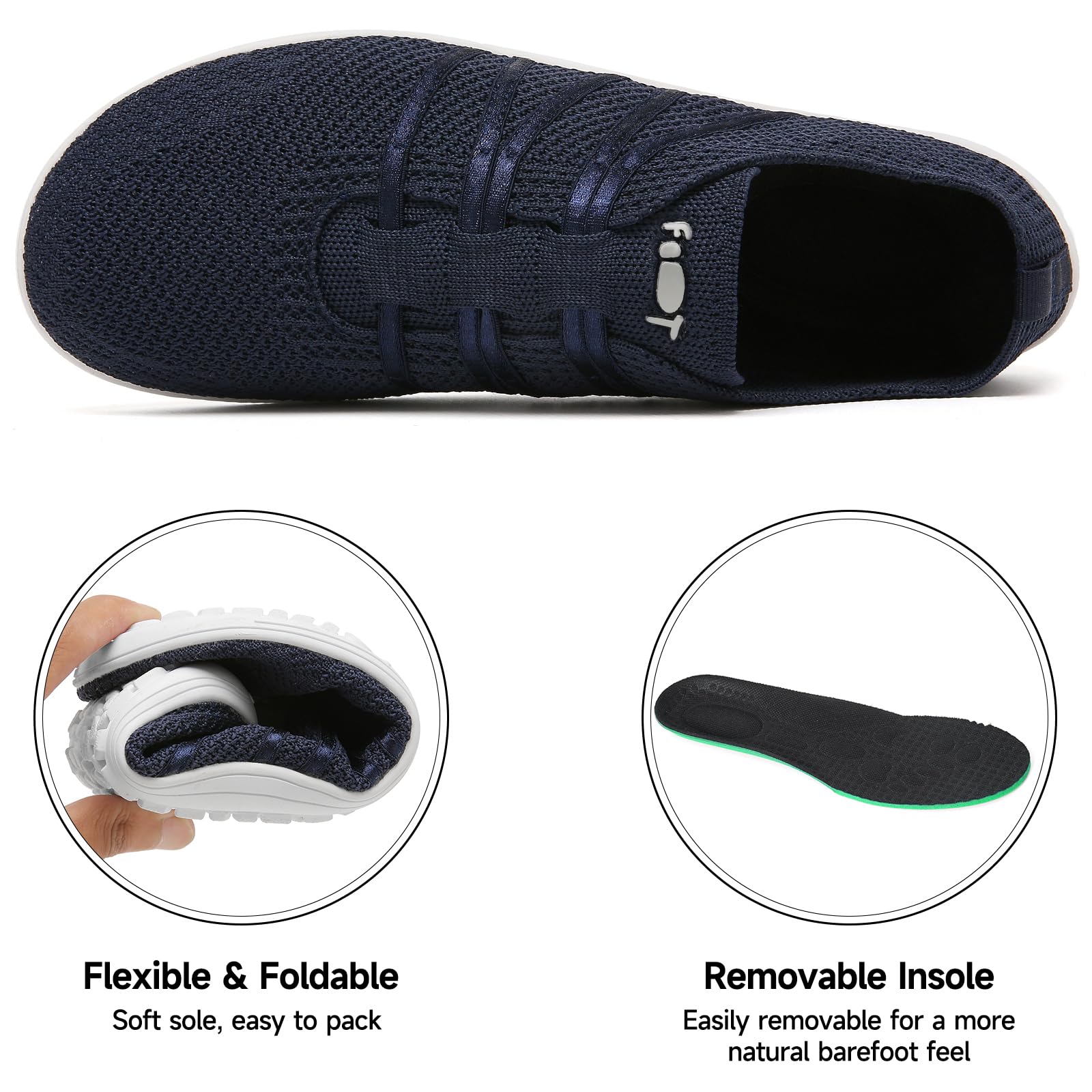 Wizshoe Buty Boso Damskie i Męskie, Wygodne Slip-On Sneakers, Oddychające Buty Fitness z Podeszwą Zero-Drop