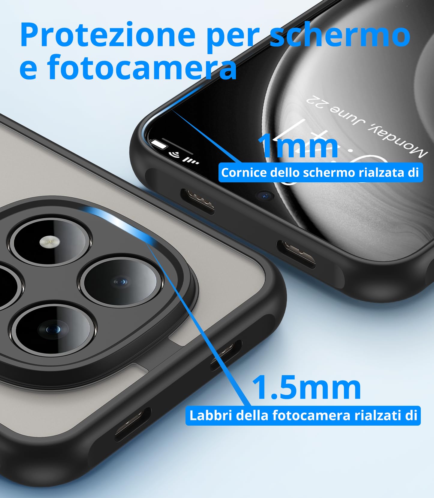 Vansdon Cover Magnetica per Xiaomi Redmi Note 15 Pro 5G con 1 Pezzi Vetro Temperato, Compatibile con Magsafe, Protezione anticaduta livello militare, Cover Traslucida Opaca Sottile Antiurto-Nero