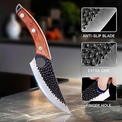 Miniatura 4 de Cuchillo de chef de 11 pulgadas, cuchillo de cocina para deshuesar, cortar y cortar. Cuchillo de carne forjado a mano, cuchillo Deba, cuchillo