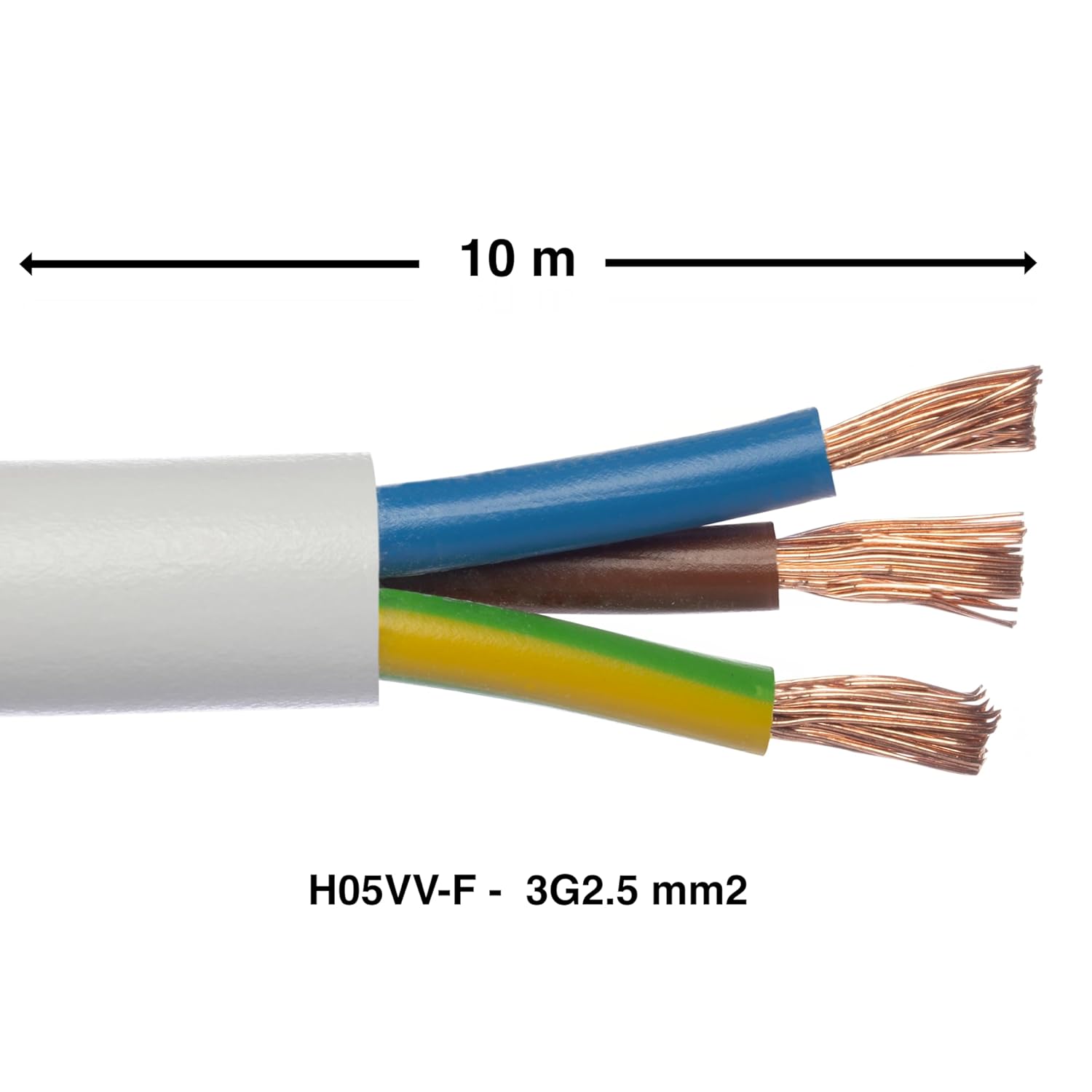 LEXMAN H05VV-F 3G2.5 Power Cable with 10m length indicator