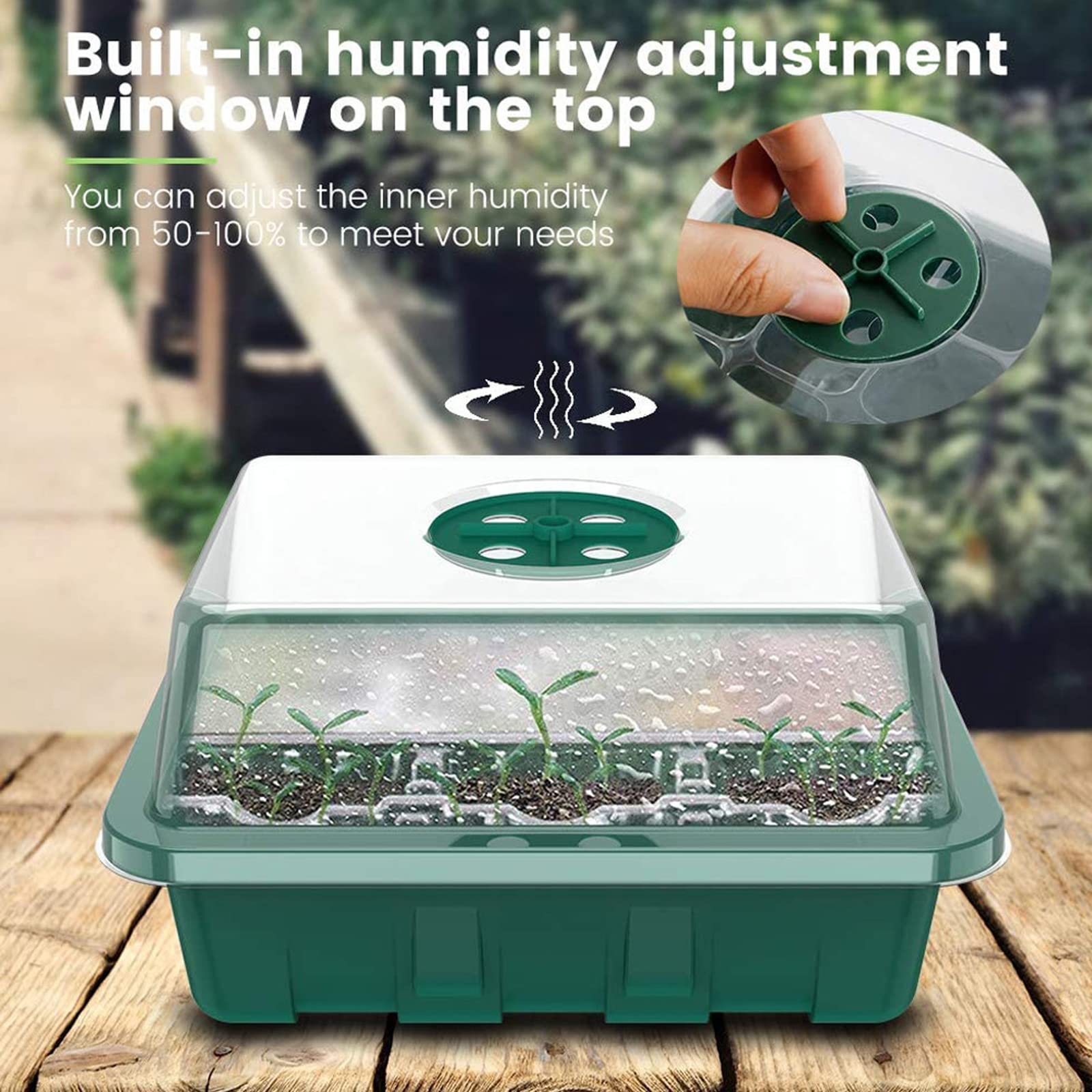 4PCS Vassoio di Germinazione, Vassoi di Avviamento per Piantine,Vassoio Coltivazione Regolabile Scatole di germinazione con Cupola di umidità, Coltivazione in Serra