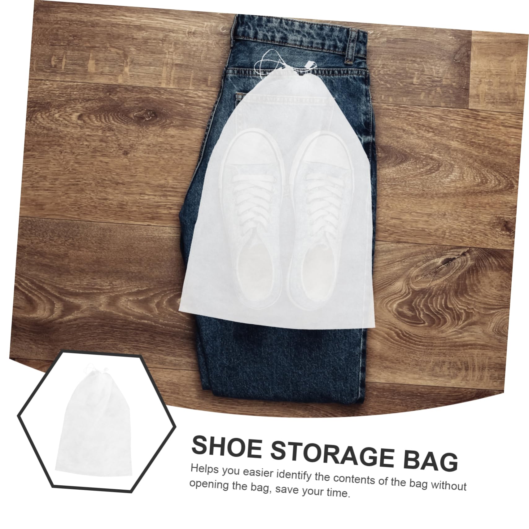 Sacchetti per Scarpe da Viaggio Coulisse, Borsa Portaoggetti Multiuso in Non Tessuto, Protezione Anti-ingiallimento 32x48 Cm, Set da 50 Pezzi per Organizzazione e Trasporto Scarpe
