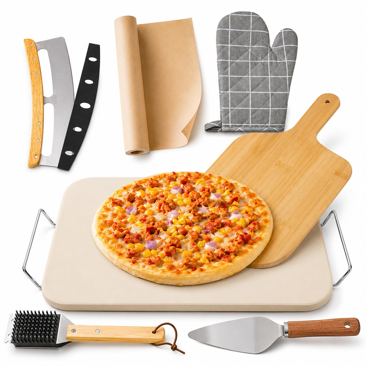 ZONZEST 8-Piece Pizza Stone Set