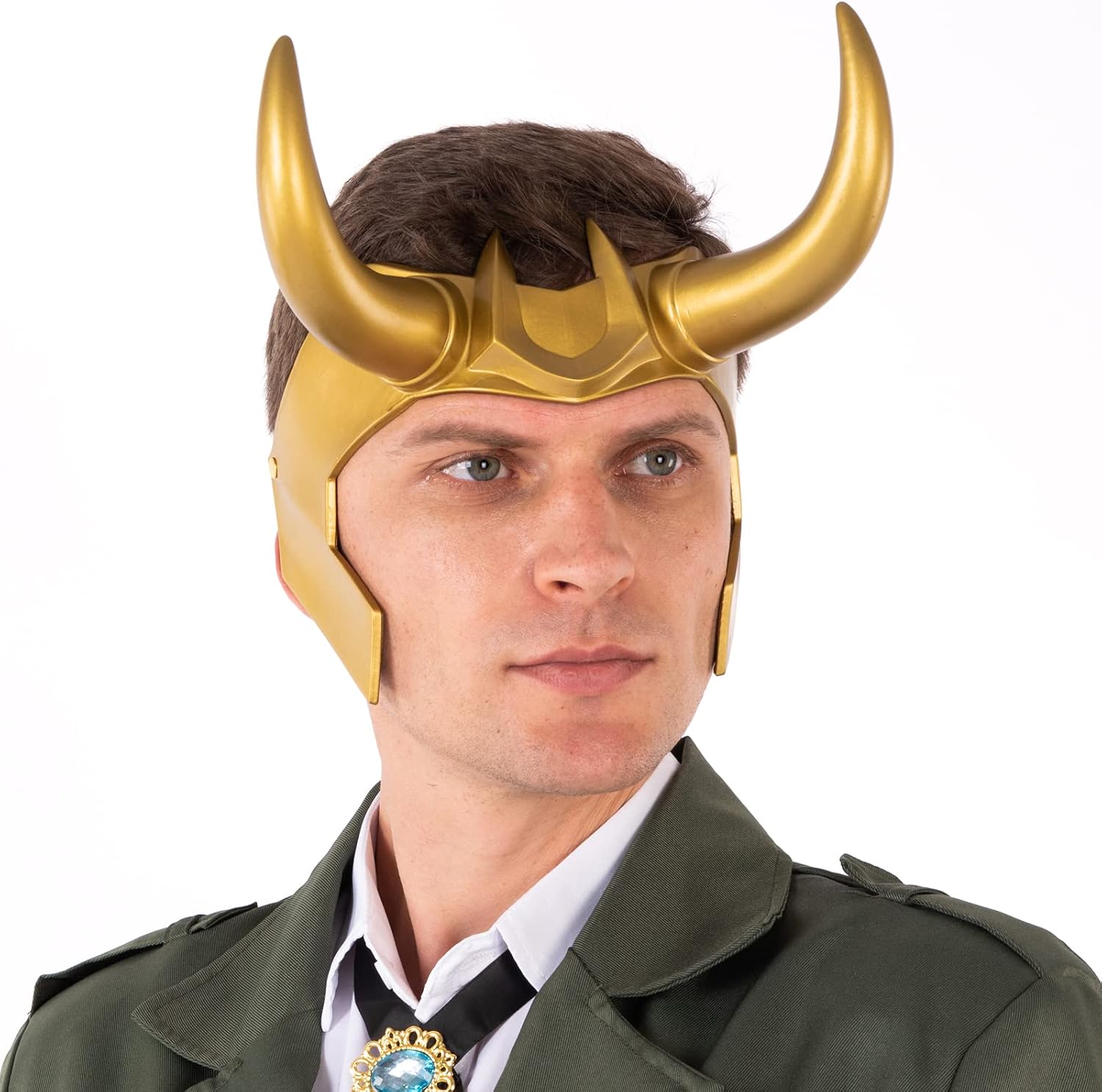 Superhero Horns Helmet Crown PVC Golden Headpiece Halloween Cosplay Costume Props Accessory for Adults