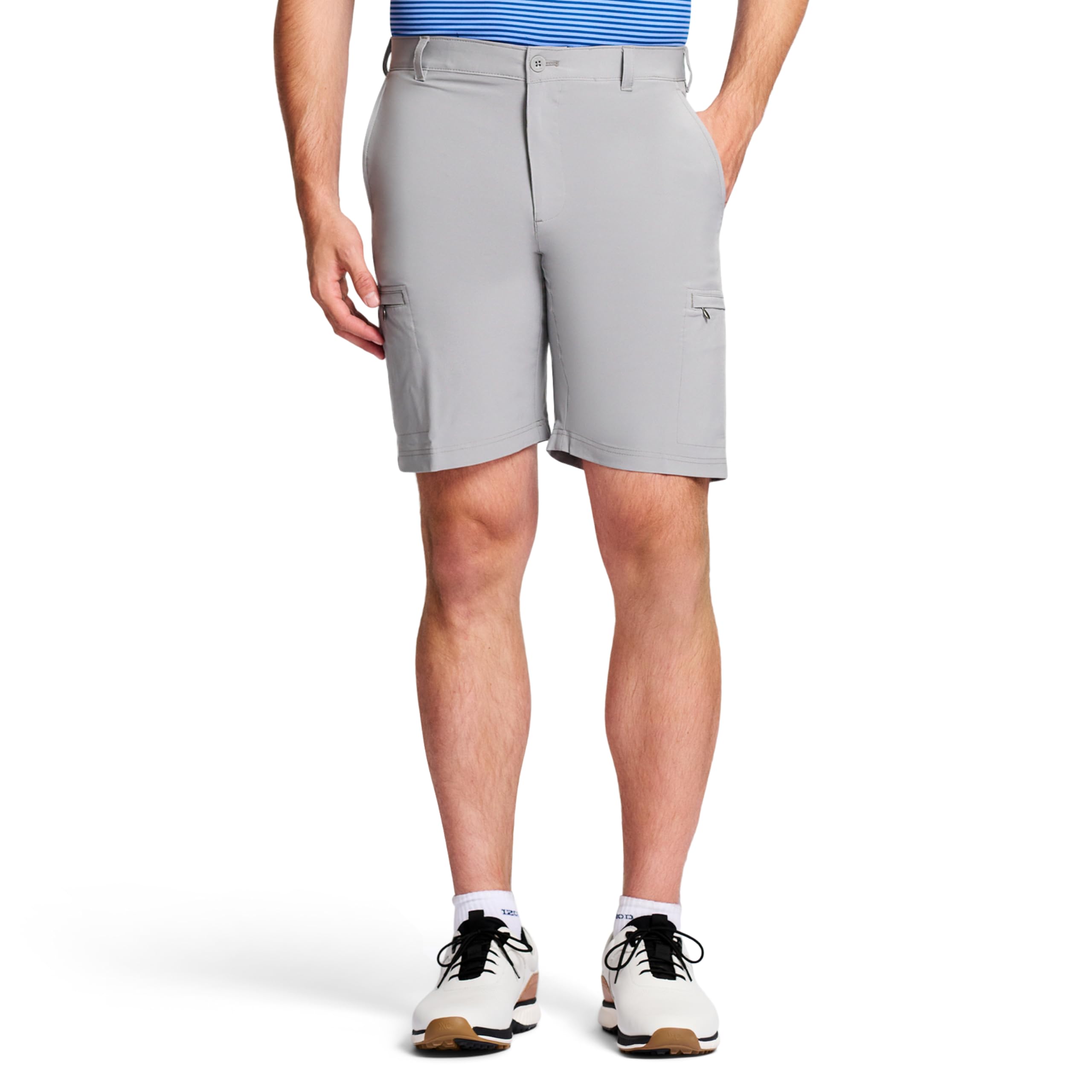 Izod Men's Golf Swing Flex Stretch Cargo Short, Cinderblock, 38