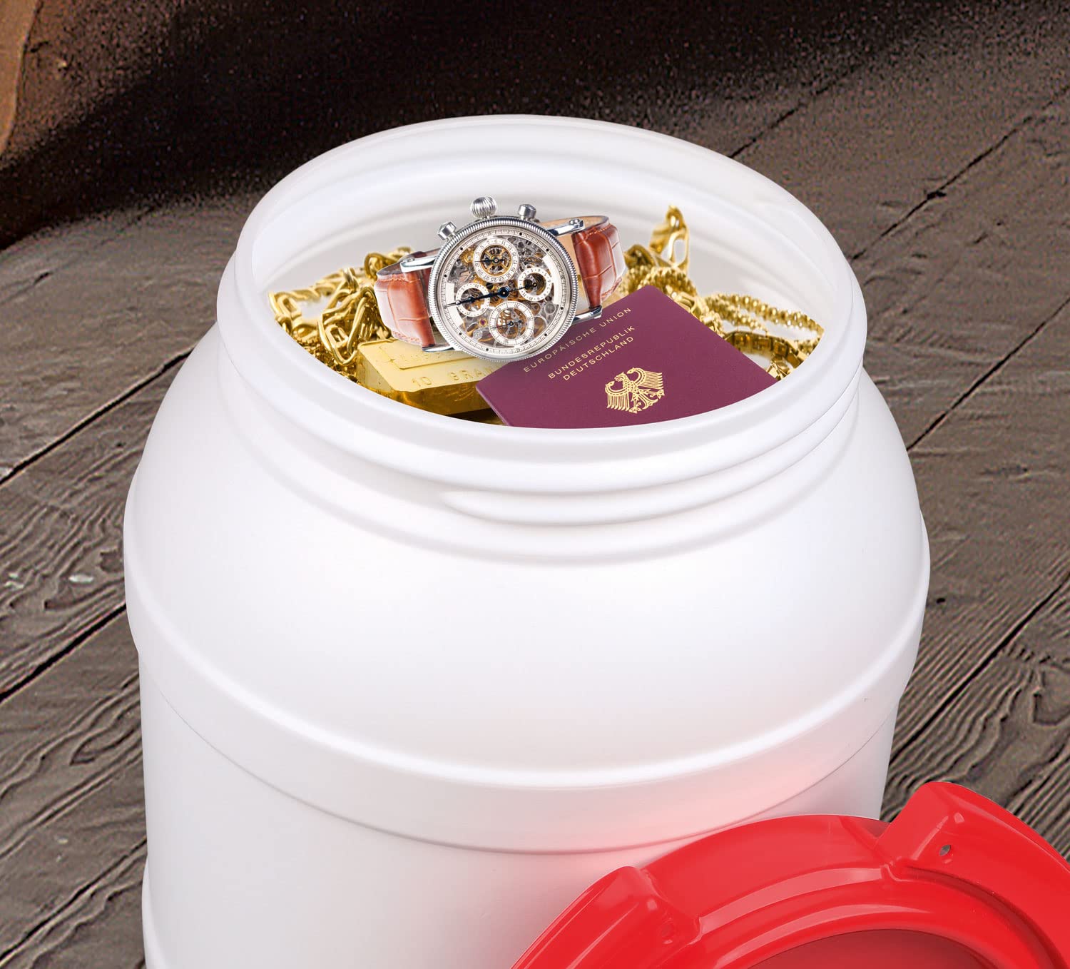 Kopp Verlag Weithalsfass | 42 Liter | ideal für die Krisenvorsorge | Plastikbehälter | für Lagerung | Universalfass | Wasserfass | mit Deckel | Tierfutterbehälter | Camping