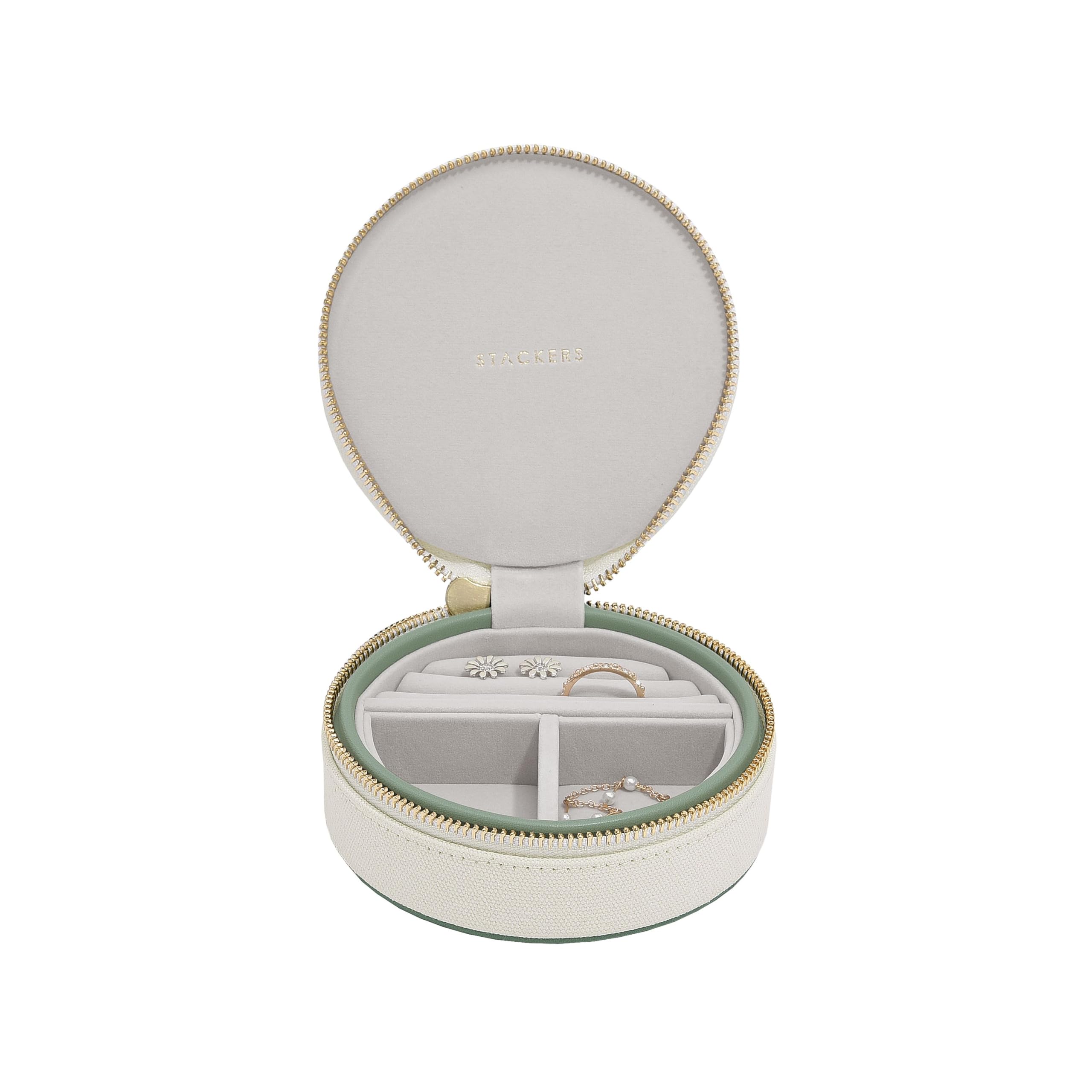 Stackers Seafoam Wave Round Travel Jewellery Box