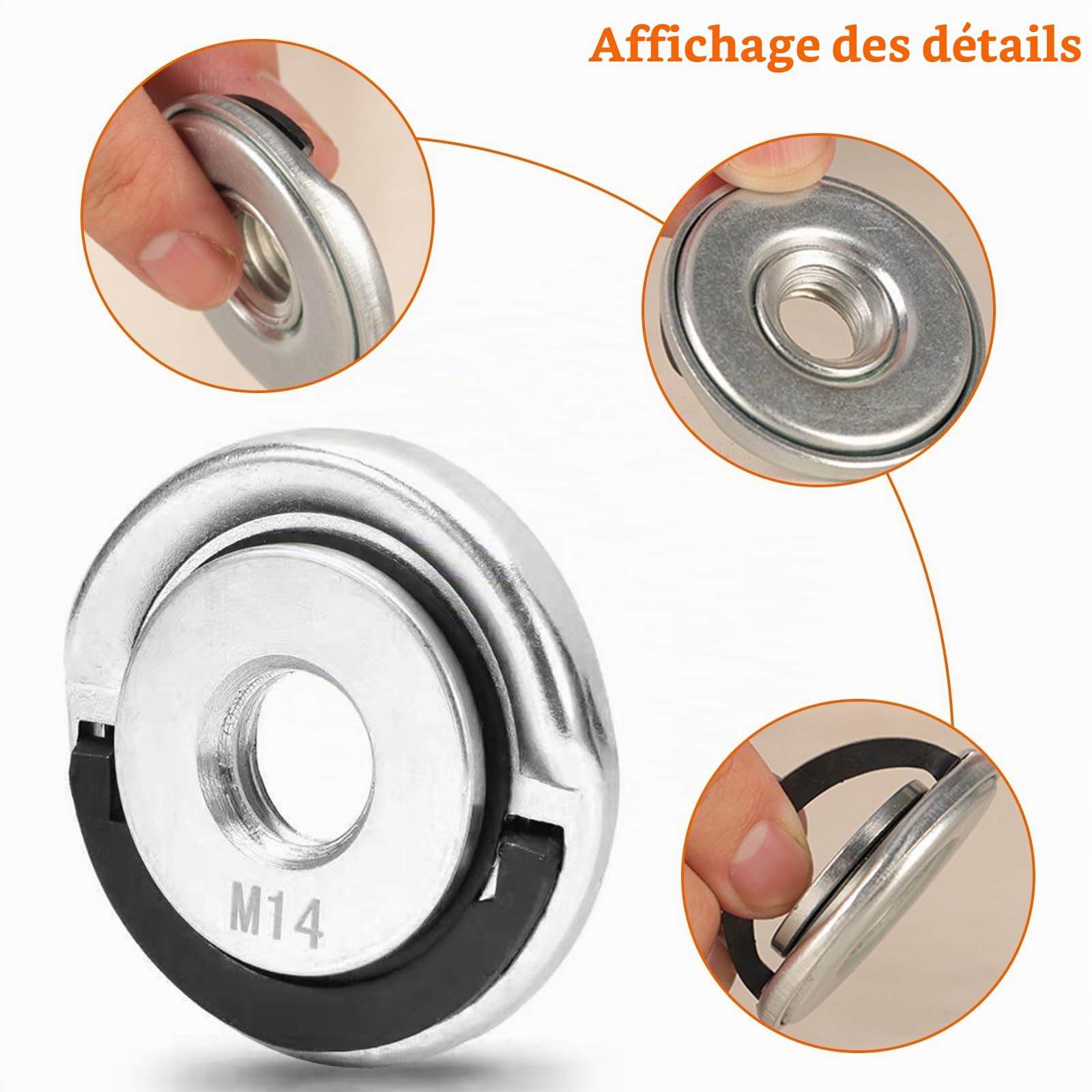 Lot de 6 accessoires pour meuleuse d'angle 125 mm, écrou de serrage rapide M14 avec clé Flex