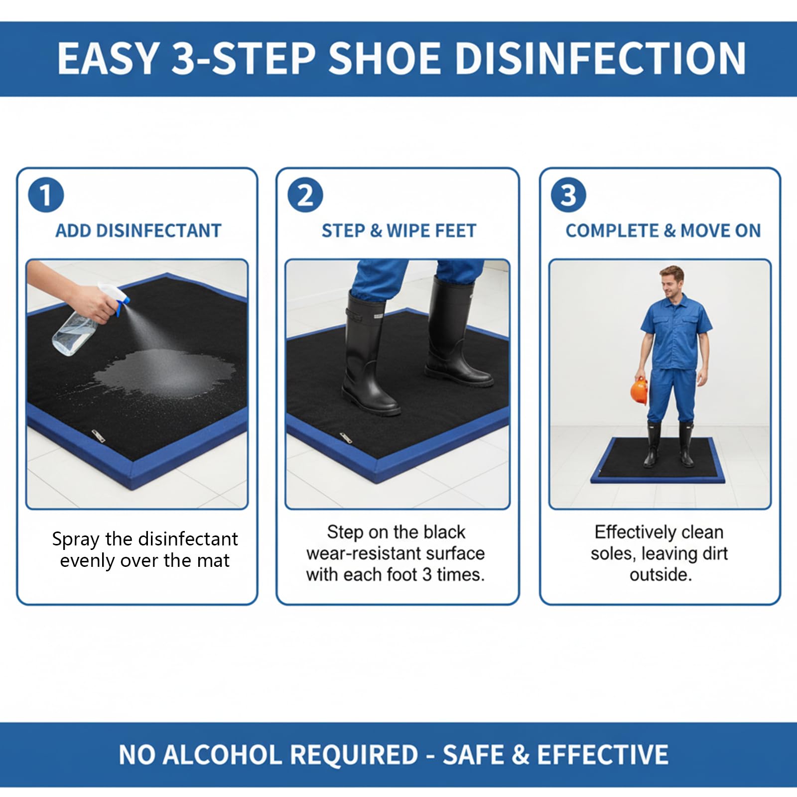 Tapete desinfectante de zapatos, tapete desinfectante para suelas de zapatos, tapete desmontable para interiores y exteriores con cremallera para hospital, laboratorio, cría de animales