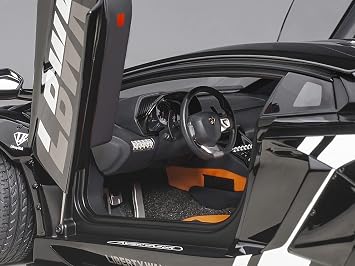 Toy Cars Lambo Liberty Walk LB-Works Livery Black with Carbon Hood Limited Edition 1/18 Model Car by Autoart 79244