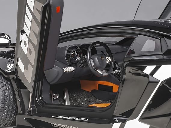 Toy Cars Lambo Liberty Walk LB-Works Livery Black with Carbon Hood Limited Edition 1/18 Model Car by Autoart 79244
