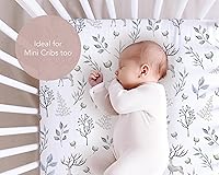 Vista 120 de Las sábanas bajeras de colchón 100% algodón orgánico se ajustan y son compatibles con Graco Pack n Play, Babyletto, Pamo Babe, Baby Trend y muchos