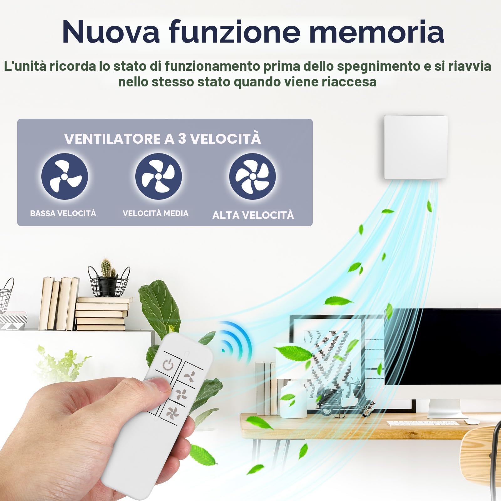 Aspiratore Bagno 100 Mm, Ventilazione Bidirezionale a Ventola Aspirazione Estrattore Aria Silenzioso, Ventola Spirazione Ventilatore con Telecomando Facile da Installare su Finestre Soffitti e Pareti