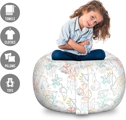 Miniatura 179 de Ambesonne Bolsa de juguetes de almacenamiento para perros, patrón con cachorros de raza pura, Bichon Pug Spitz Dachshund Poodle Shih Tzu, Rosa y