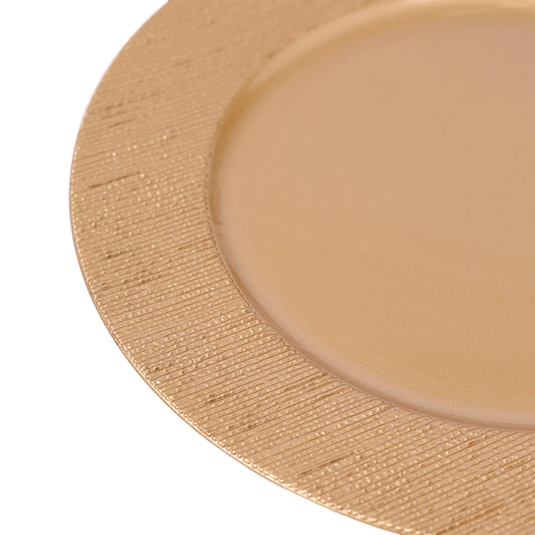Argon Tableware Assiettes de Présentation Rondes - 33cm - Côte d'Or - 6x Réutilisable Dur Plastique Mise en Place de la Table du Dîner Mariage Fête Décor Décoratif Service Vaisselle Sets de Table