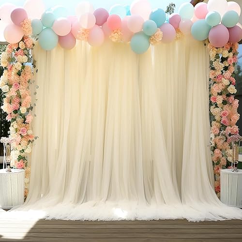 Miniatura 4 de Cortinas de fondo blancas transparentes para bodas, elegantes cortinas de telón de fondo para baby shower, fiestas de 10 x 8 pies