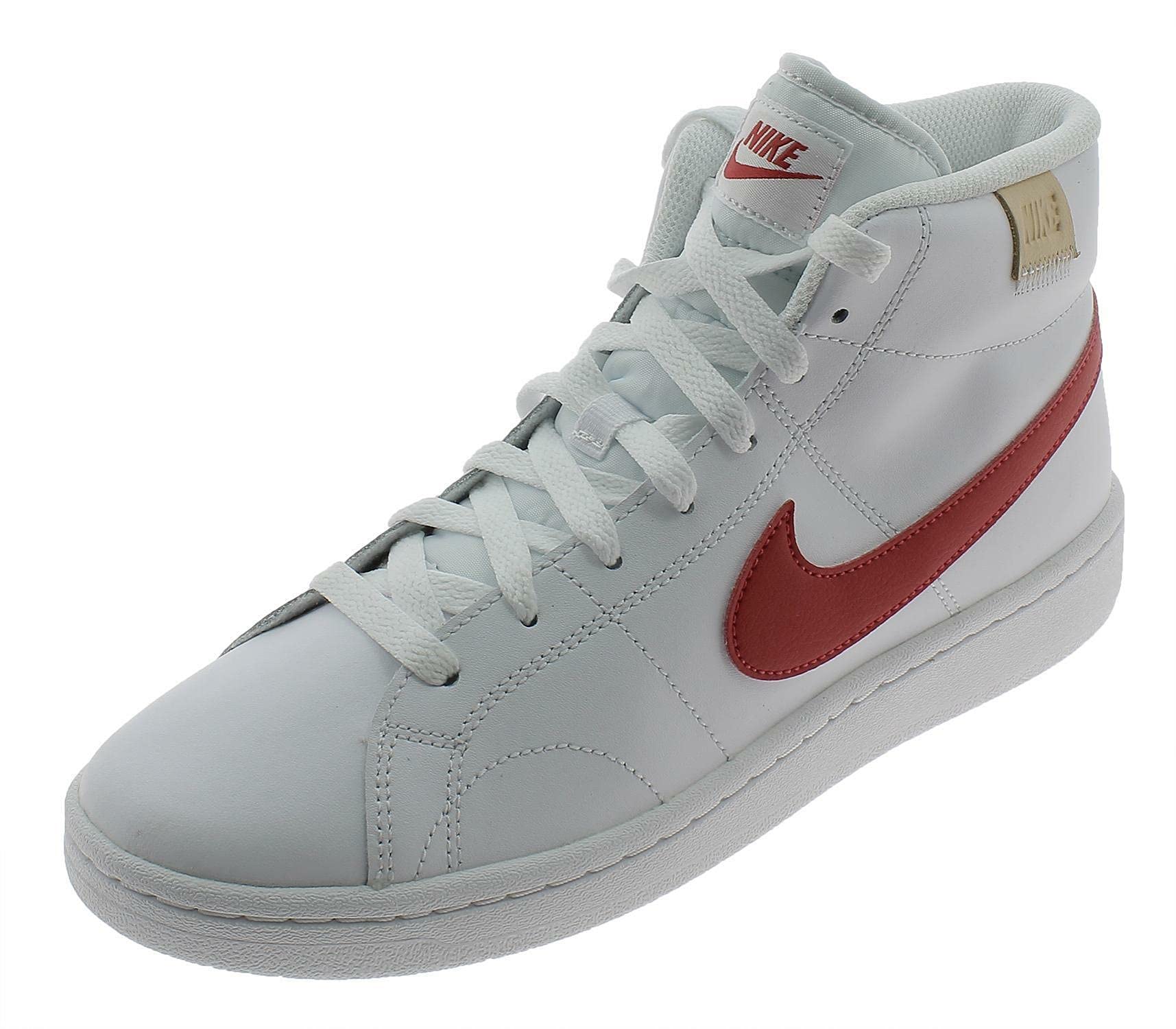 nike white & black court royale 2 mid trainers