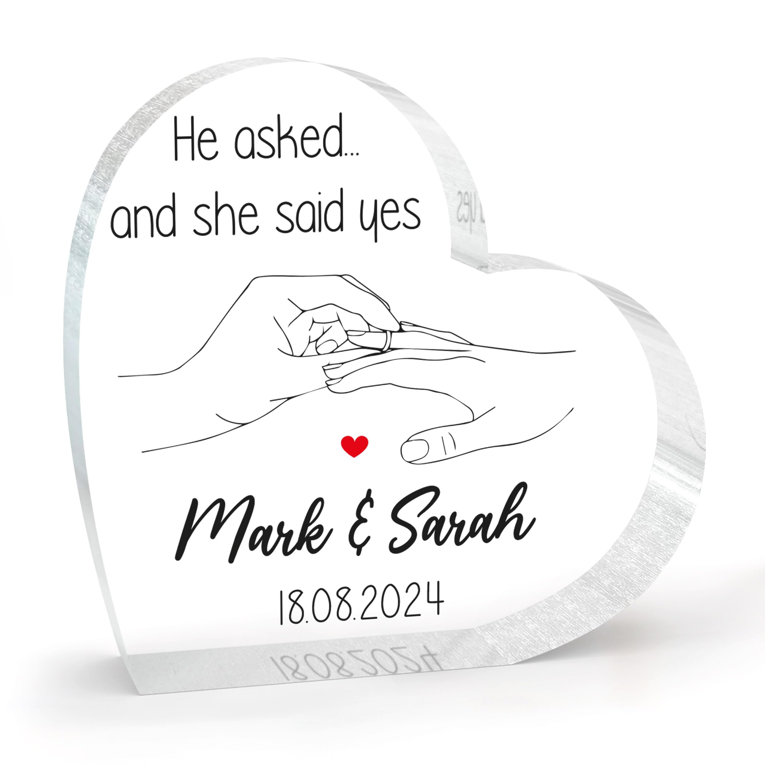 Beecreative Personalised Engagement Presents For Couples, Personalised Engagement Gifts For Him Her Couple, Engagement Date, With Grey Bag