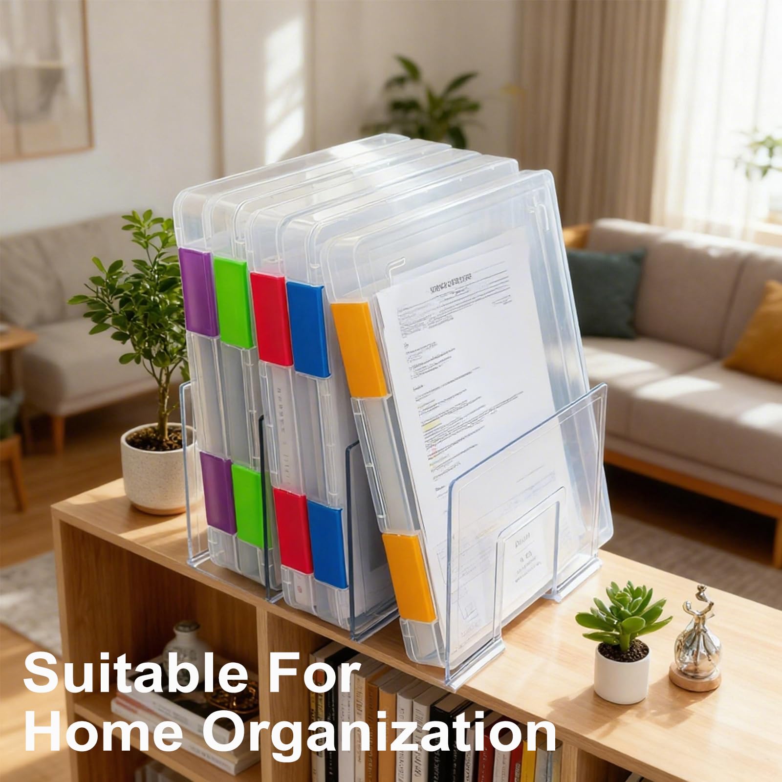 ZILAMGOO 6 Pcs Clear Plastic Document Storage Box, A4 File Box Paper Organizers Holder, Paper Storage Containers with Buckle for Document Magazine File Photo(12.4 x 9.84 x 1.18 in)