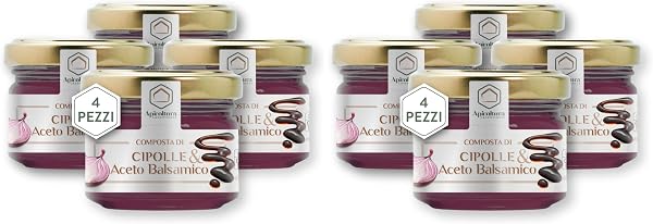 Apicoltura Casentinese, Composta di Cipolle e Aceto Balsamico, Linea Gourmet, 4 Vasetti da 65 g (Confezione da 2) - 1
