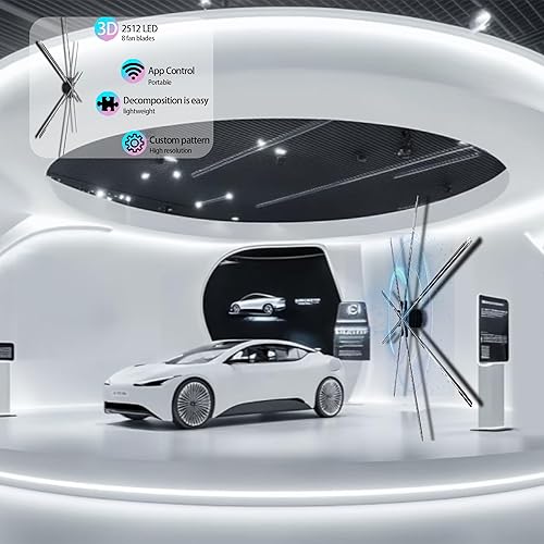 Miniatura 6 de Ventilador de holograma 3D grande de 59.1 in (59 pulgadas) - Pantalla de publicidad comercial, proyector holográfico LED de 8 hojas, control WiFi