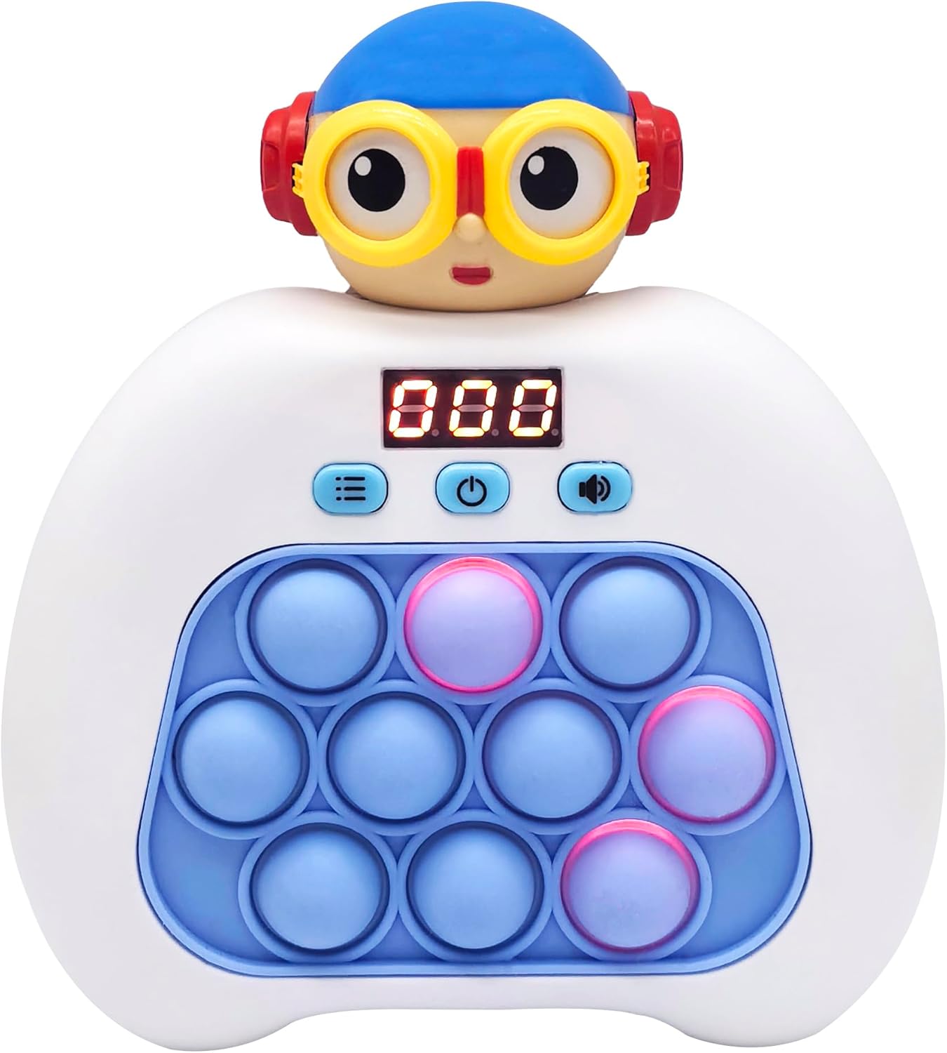 Upgraded Fast Push Pop It Game Crisp Click Light UP Bubbles 10 Modes Quick Push Stress Relieving Buttons Speed Push Sensory Gift Toy for Kids and Adults[White]